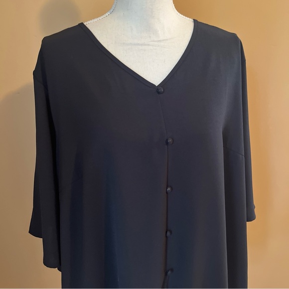 SCOMCHIC 2XL Black Boho 3/4 Sleeve Front Tie Blouse Amazon - Picture 5 of 9